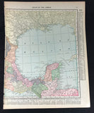 Antique 1919 Map Double Sided Gulf of Mexico / Central America Submarine