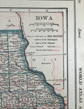 Antique 1921 USA Map Double Sided Indiana / Iowa by LL Poates Eng Co