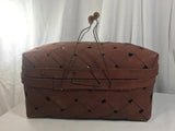 Antique Basket Bent Split Wood Hinged w/ Bail Red Paint Handmade Primitive AAFA - Cabin Fever Purveyors