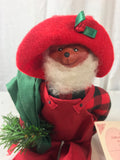 Vintage Overly-Raker Sculpture Barely Stuffed Bear w/ Wreath Tags 1994 - Cabin Fever Purveyors