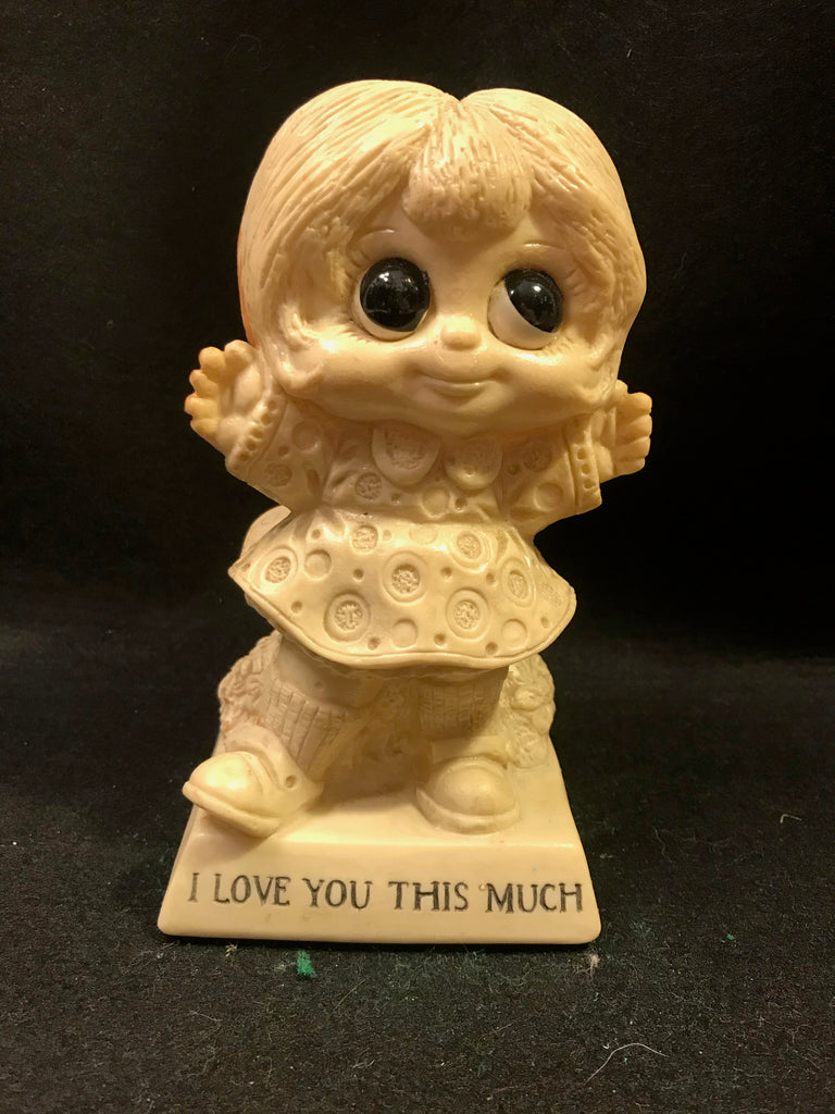 Vintage Berries Sillisculpt Figure I Love You This Much 1975 Retro Big Eyed Girl - Cabin Fever Purveyors