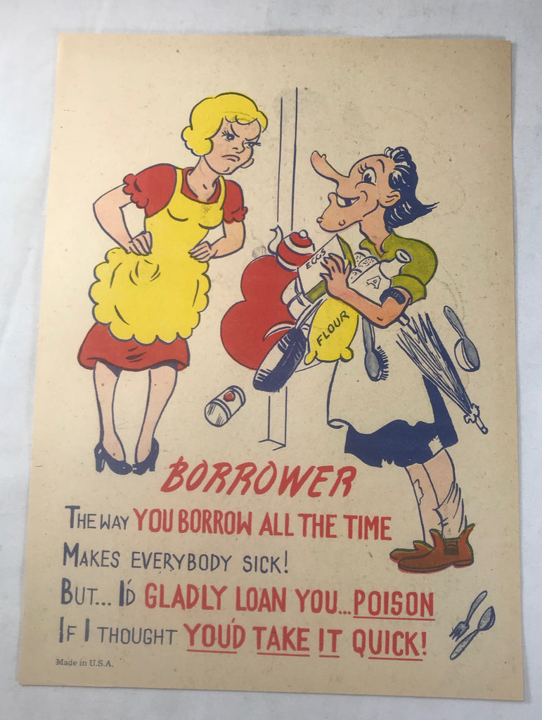 Vinegar Valentine Borrower Penny Dreadful Vintage Pulp Insult Comic Humor Poem - Cabin Fever Purveyors