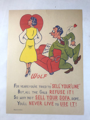 Vinegar Valentine Wolf Penny Dreadful Vintage Pulp Insult Comic Humor Poem - Cabin Fever Purveyors