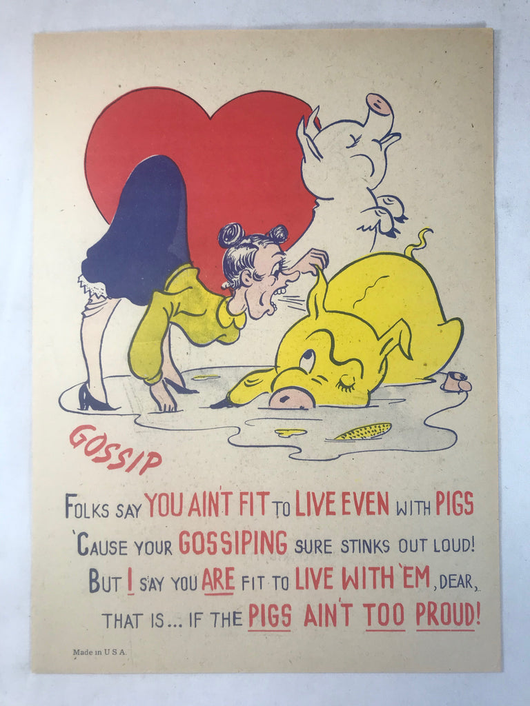 Vinegar Valentine Gossip Penny Dreadful Vintage Pulp Insult Comic Humor Poem - Cabin Fever Purveyors