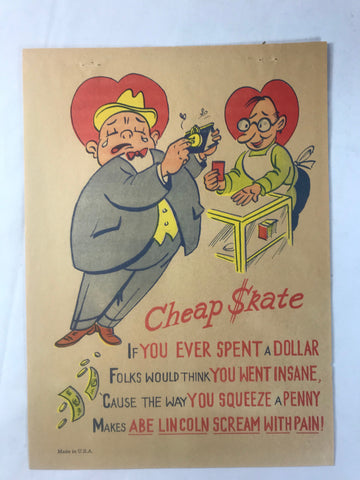 Vinegar Valentine Cheap Skate Penny Dreadful Vintage Pulp Insult Comic Humor - Cabin Fever Purveyors