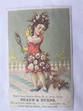 Victorian Trade Card Lancaster PA Shaub & Burns Shoes Girl w/ Mirror Flowers - Cabin Fever Purveyors