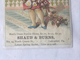 Victorian Trade Card Lancaster PA Shaub & Burns Shoes Girl w/ Mirror Flowers - Cabin Fever Purveyors