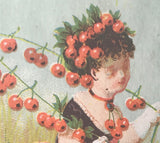 Victorian Trade Card Lancaster PA Shaub & Burns Shoes Girl w/ Cherries Queen St - Cabin Fever Purveyors