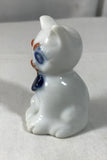 Made in Occupied Japan Small White Cat Figure w/ Blue Bow Orange Accents 2 1/4" - Cabin Fever Purveyors