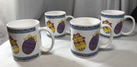 Easter Mugs Set of 4 Decorated Eggs Made in China - Cabin Fever Purveyors