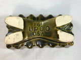 Vintage UPCO USA Planter 161 Green Ribbed Ripple Footed Rectangle MCM Pedestal - Cabin Fever Purveyors