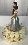 Vintage Wilton Chicago 43 Wedding Cake Topper Plastic Bride Groom Silver Rings - Cabin Fever Purveyors