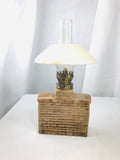 Vintage Mini Oil Lamp Fireplace Cream Shade Hurricane Enesco Made in Japan - Cabin Fever Purveyors