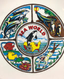 Vtg Sea World Souvenir Plate Multicolor Transferware Various Scenes 1973 MIJ